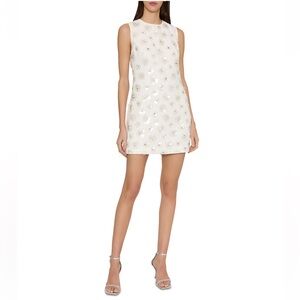 Milly Ivette Fleur Paillette 3D Floral Shift Dress Ivory Size 10 NWT